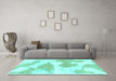 Machine Washable Abstract Turquoise Modern Area Rugs in a Living Room,, wshabs780turq