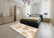 Abstract Gold Modern Rug in a Bedroom, abs780