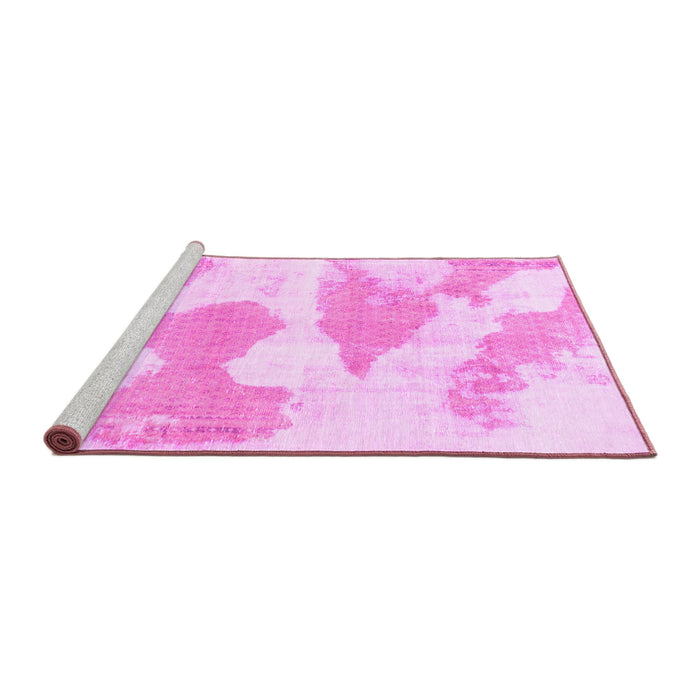 Sideview of Machine Washable Abstract Pink Modern Rug, wshabs780pnk