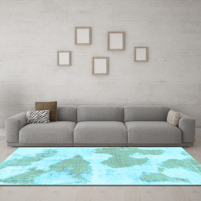 Machine Washable Abstract Light Blue Modern Rug in a Living Room, wshabs780lblu