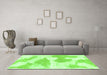 Machine Washable Abstract Green Modern Area Rugs in a Living Room,, wshabs780grn