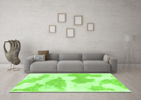 Machine Washable Abstract Green Modern Rug, wshabs780grn