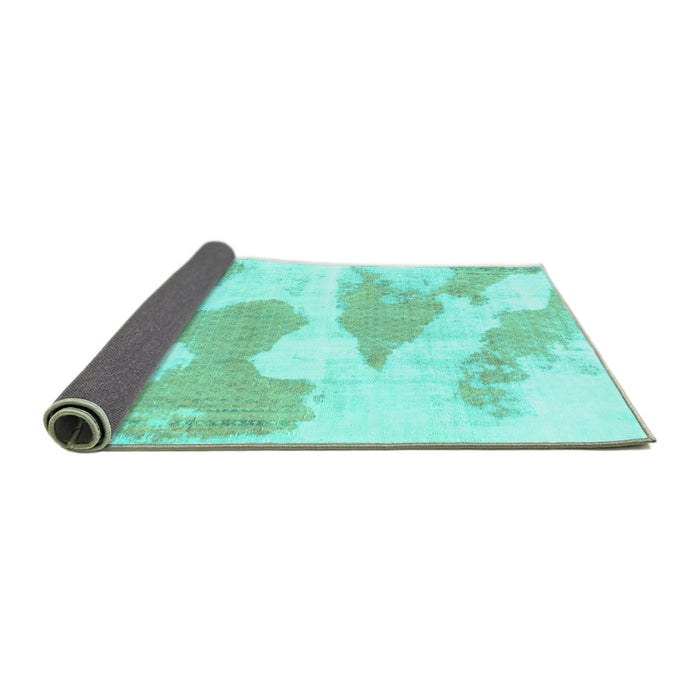 Sideview of Abstract Turquoise Modern Rug, abs780turq