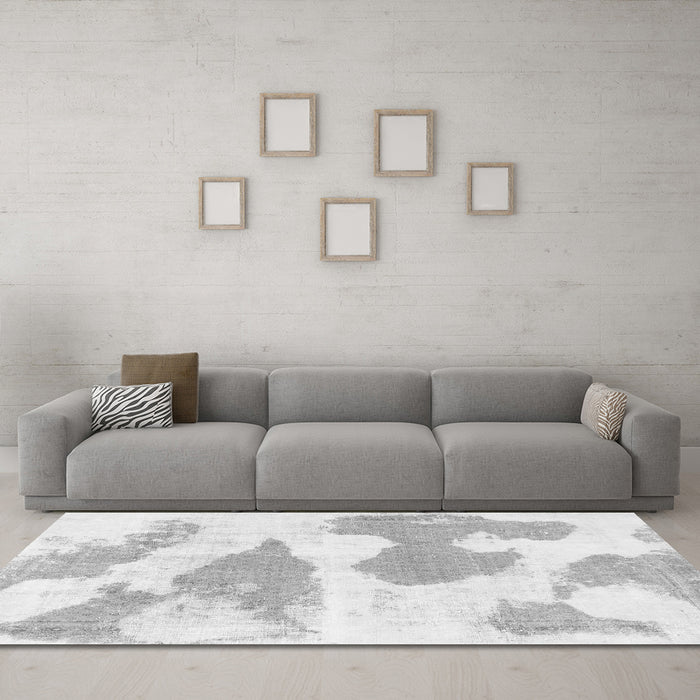 Machine Washable Abstract Gray Modern Rug in a Living Room,, wshabs780gry