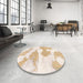 Round Machine Washable Abstract Gold Rug in a Office, wshabs780