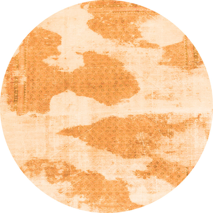 Round Machine Washable Abstract Orange Modern Area Rugs, wshabs780org