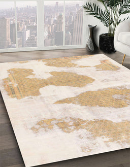 Machine Washable Abstract Gold Rug in a Family Room, wshabs780