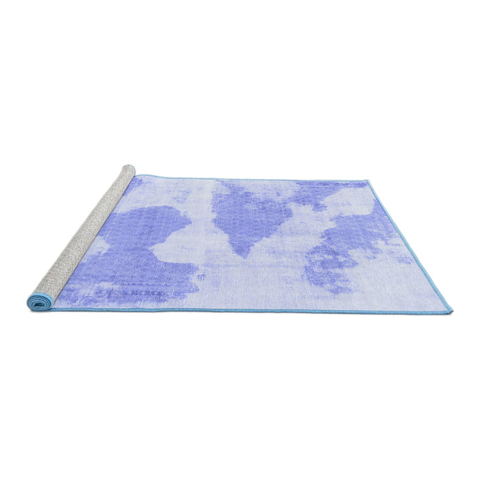 Sideview of Machine Washable Abstract Blue Modern Rug, wshabs780blu