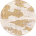 Round Machine Washable Abstract Gold Rug, wshabs780