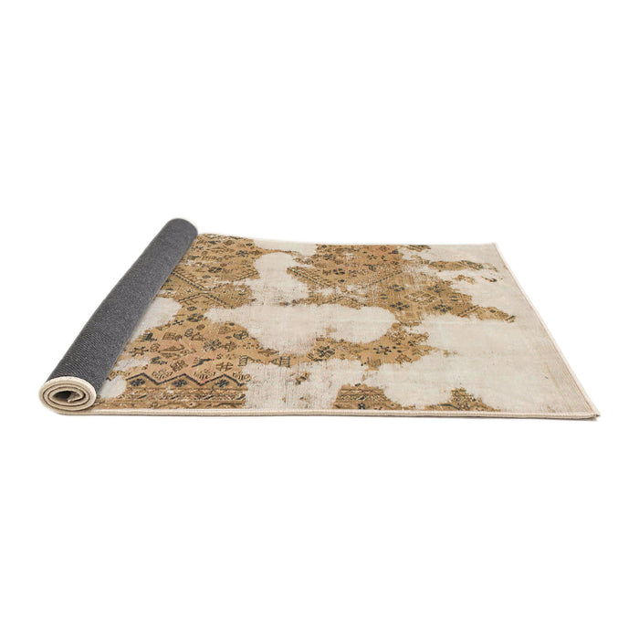 Sideview of Abstract Peach Puff Gold Modern Rug, abs781