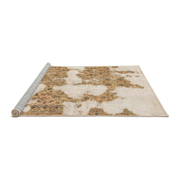 Sideview of Machine Washable Abstract Peach Rug, wshabs781