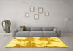 Machine Washable Abstract Yellow Modern Rug in a Living Room, wshabs781yw