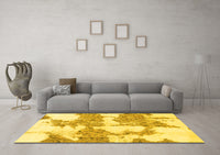 Machine Washable Abstract Yellow Modern Rug, wshabs781yw