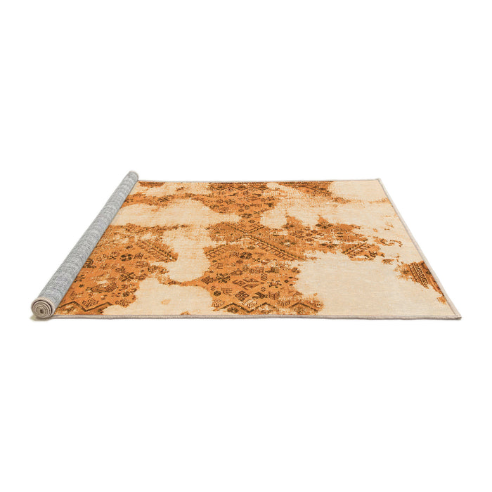 Sideview of Machine Washable Abstract Orange Modern Area Rugs, wshabs781org
