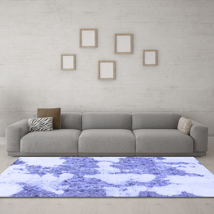 Machine Washable Abstract Blue Modern Rug in a Living Room, wshabs781blu