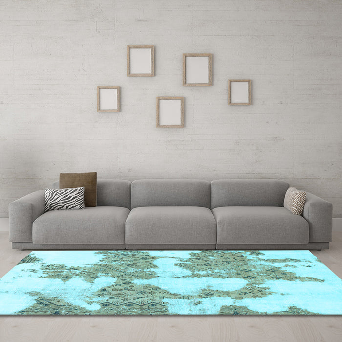 Machine Washable Abstract Light Blue Modern Rug in a Living Room, wshabs781lblu