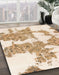 Abstract Peach Puff Gold Modern Rug in Family Room, abs781