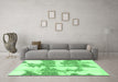 Machine Washable Abstract Emerald Green Modern Area Rugs in a Living Room,, wshabs781emgrn