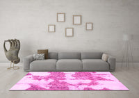 Machine Washable Abstract Pink Modern Rug, wshabs781pnk