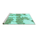 Sideview of Machine Washable Abstract Turquoise Modern Area Rugs, wshabs781turq