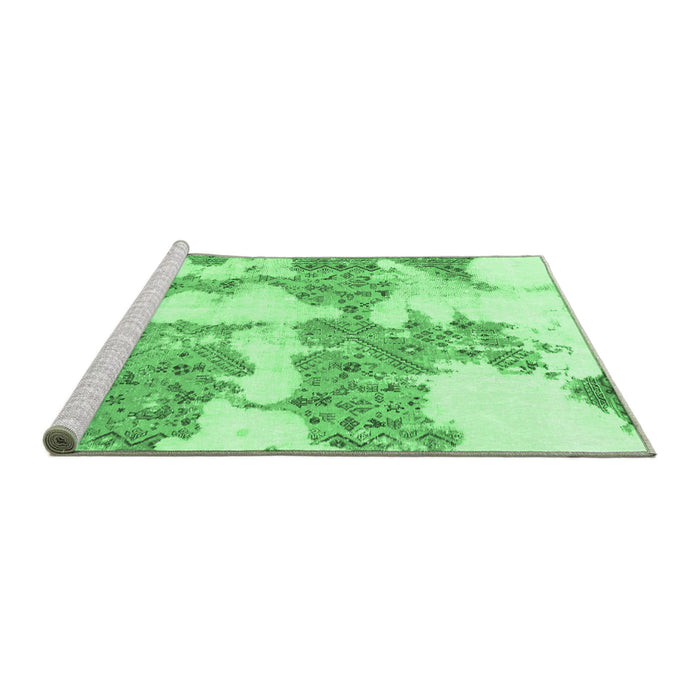 Sideview of Machine Washable Abstract Emerald Green Modern Area Rugs, wshabs781emgrn