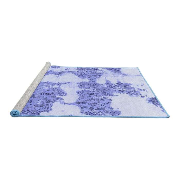 Sideview of Machine Washable Abstract Blue Modern Rug, wshabs781blu