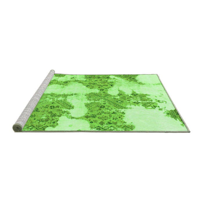 Sideview of Machine Washable Abstract Green Modern Area Rugs, wshabs781grn