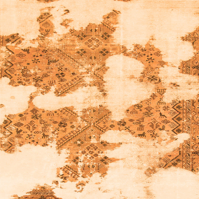 Square Machine Washable Abstract Orange Modern Area Rugs, wshabs781org