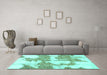 Machine Washable Abstract Turquoise Modern Area Rugs in a Living Room,, wshabs781turq