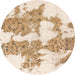 Round Abstract Peach Puff Gold Modern Rug, abs781