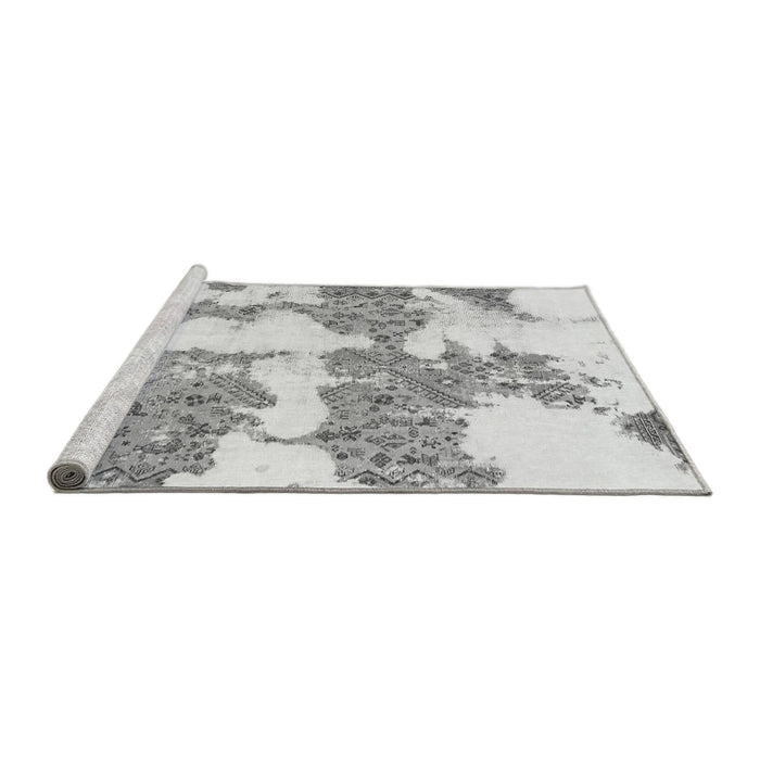 Sideview of Machine Washable Abstract Gray Modern Rug, wshabs781gry