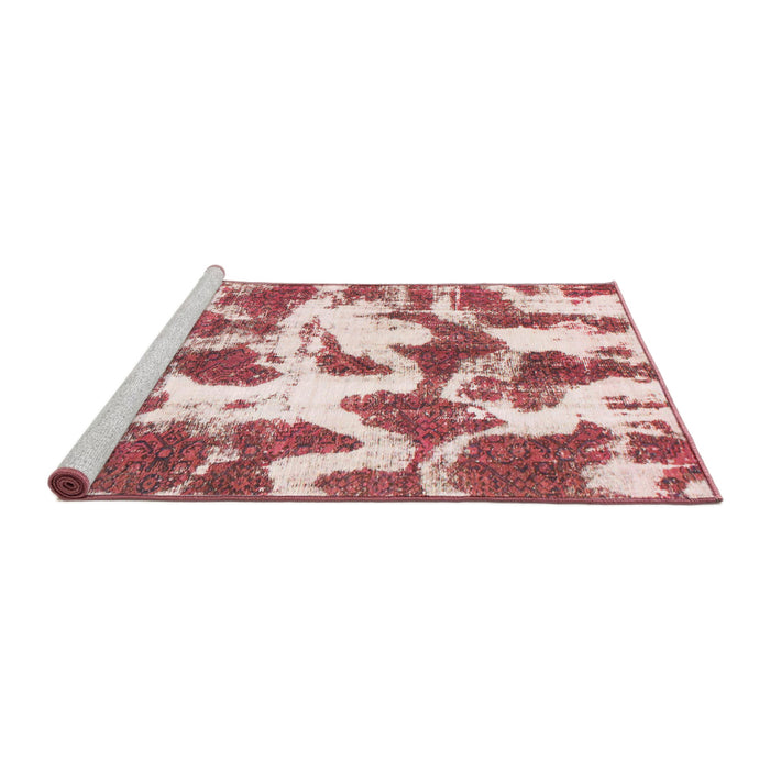 Sideview of Machine Washable Abstract Deep Rose Pink Rug, wshabs782