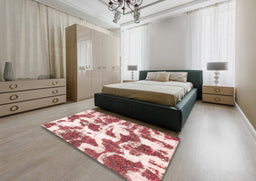 Abstract Deep Rose Pink Modern Rug in a Bedroom, abs782