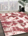 Abstract Deep Rose Pink Modern Rug in Family Room, abs782