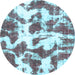 Round Abstract Light Blue Modern Rug, abs782lblu