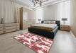 Machine Washable Abstract Deep Rose Pink Rug in a Bedroom, wshabs782