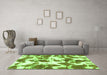 Machine Washable Abstract Green Modern Area Rugs in a Living Room,, wshabs782grn