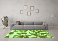 Machine Washable Abstract Green Modern Rug, wshabs782grn