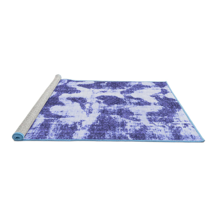 Sideview of Machine Washable Abstract Blue Modern Rug, wshabs782blu