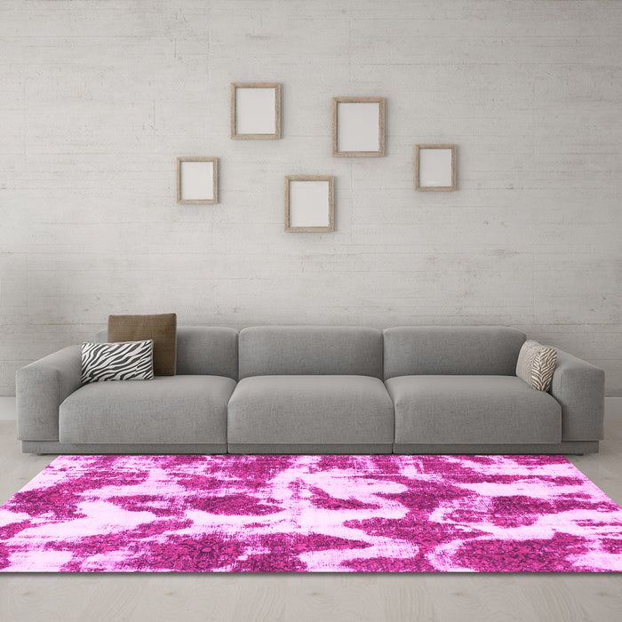 Machine Washable Abstract Pink Modern Rug in a Living Room, wshabs782pnk