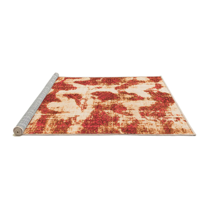 Sideview of Machine Washable Abstract Orange Modern Area Rugs, wshabs782org