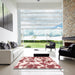 Square Abstract Deep Rose Pink Modern Rug in a Living Room, abs782