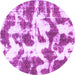 Round Machine Washable Abstract Purple Modern Area Rugs, wshabs782pur