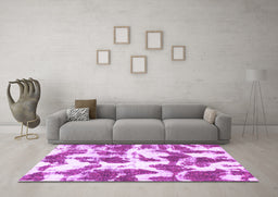 Machine Washable Abstract Purple Modern Area Rugs in a Living Room, wshabs782pur