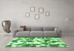 Machine Washable Abstract Emerald Green Modern Area Rugs in a Living Room,, wshabs782emgrn