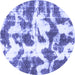 Round Abstract Blue Modern Rug, abs782blu