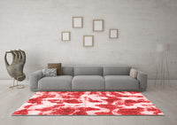 Machine Washable Abstract Red Modern Rug, wshabs782red