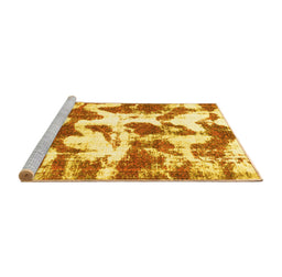 Sideview of Machine Washable Abstract Yellow Modern Rug, wshabs782yw