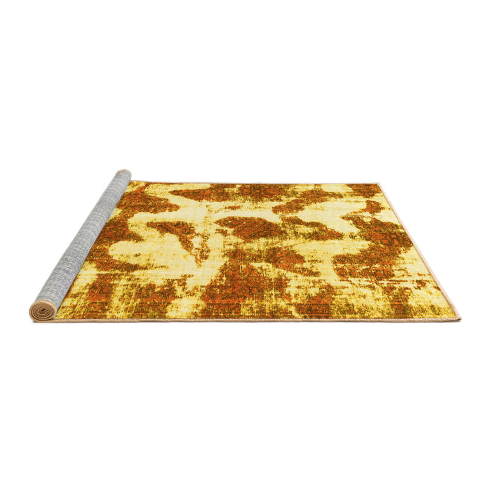 Sideview of Machine Washable Abstract Yellow Modern Rug, wshabs782yw