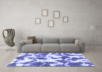 Machine Washable Abstract Blue Modern Rug, wshabs782blu